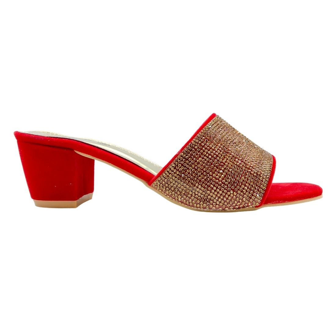 Women Red Fancy Heel Shoes SH0279 ForeverTraders