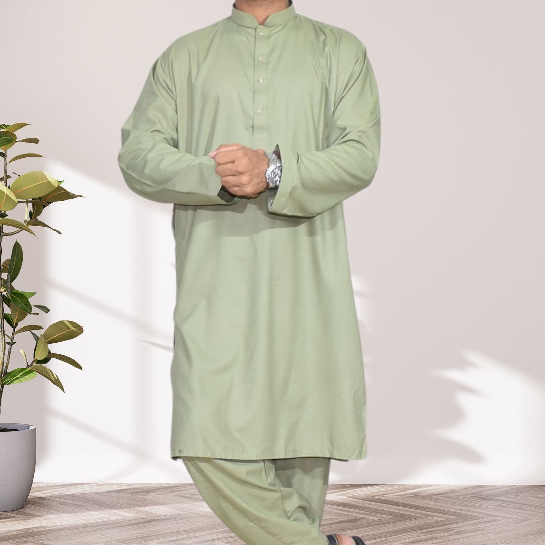 Olive Men's Plain Kameez Shalwar Stitched Suit MSK0001