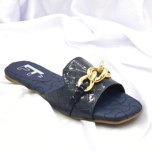 Women Blue Flat Slippers SH0358