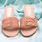 Women Cream Flat Slippers Shoes SH0370