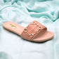 Women Cream Flat Slippers Shoes SH0370