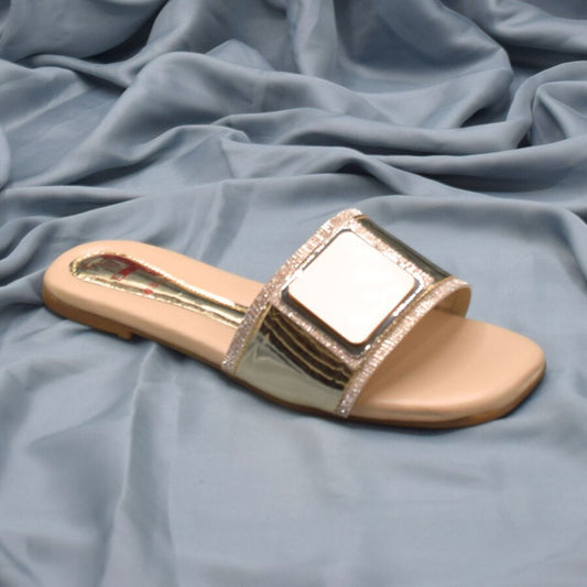 Women Beige Flat Slippers SH0372