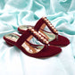 Women Maroon Low Heel Shoes SH0383