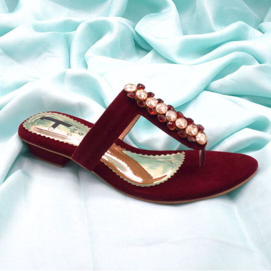 Women Maroon Low Heel Shoes SH0383