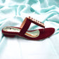 Women Maroon Low Heel Shoes SH0383