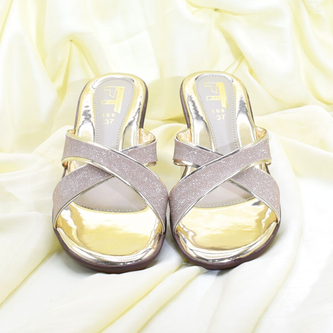 Women Golden Low Wedge Shoes SH0385