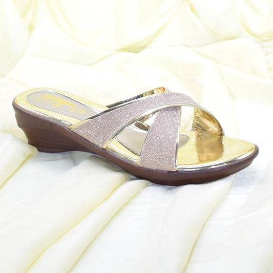 Women Golden Low Wedge Shoes SH0385