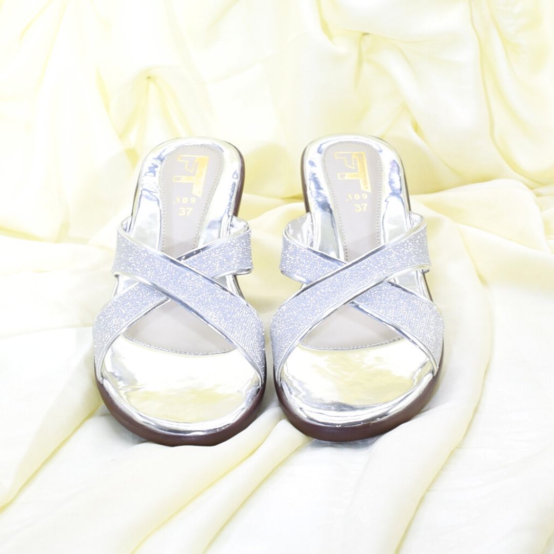 Women Silver Low Wedge Shoes SH0385