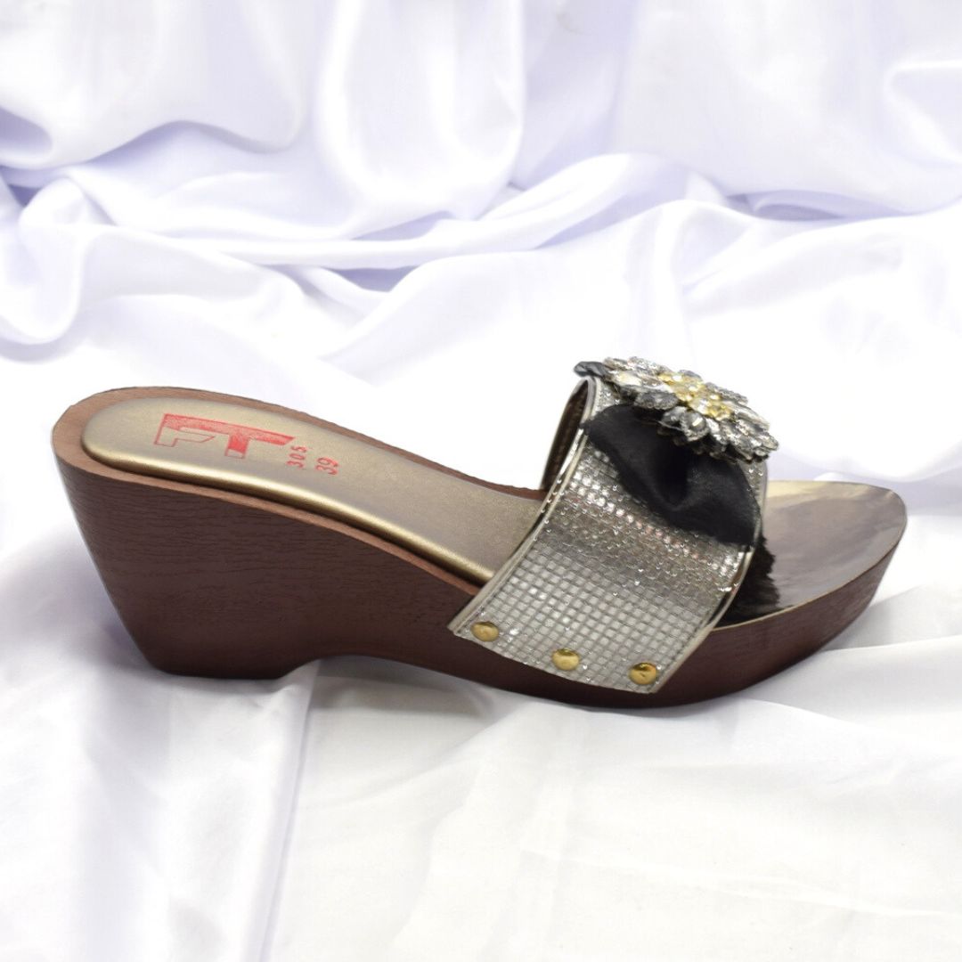 Women Grey Fancy High Wedge Shoes SH0412