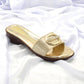 Women Golden Fancy Low Wedge Shoes SH0419