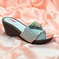 Women Silver Fancy High Wedge Shoes SH0420