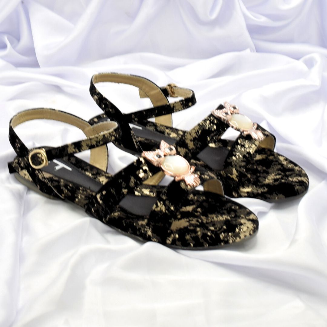 Women Black Flat Sandals SH0428
