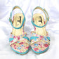 Women Cyan Low Wedge Shoes SH0089