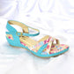 Women Cyan Low Wedge Shoes SH0089